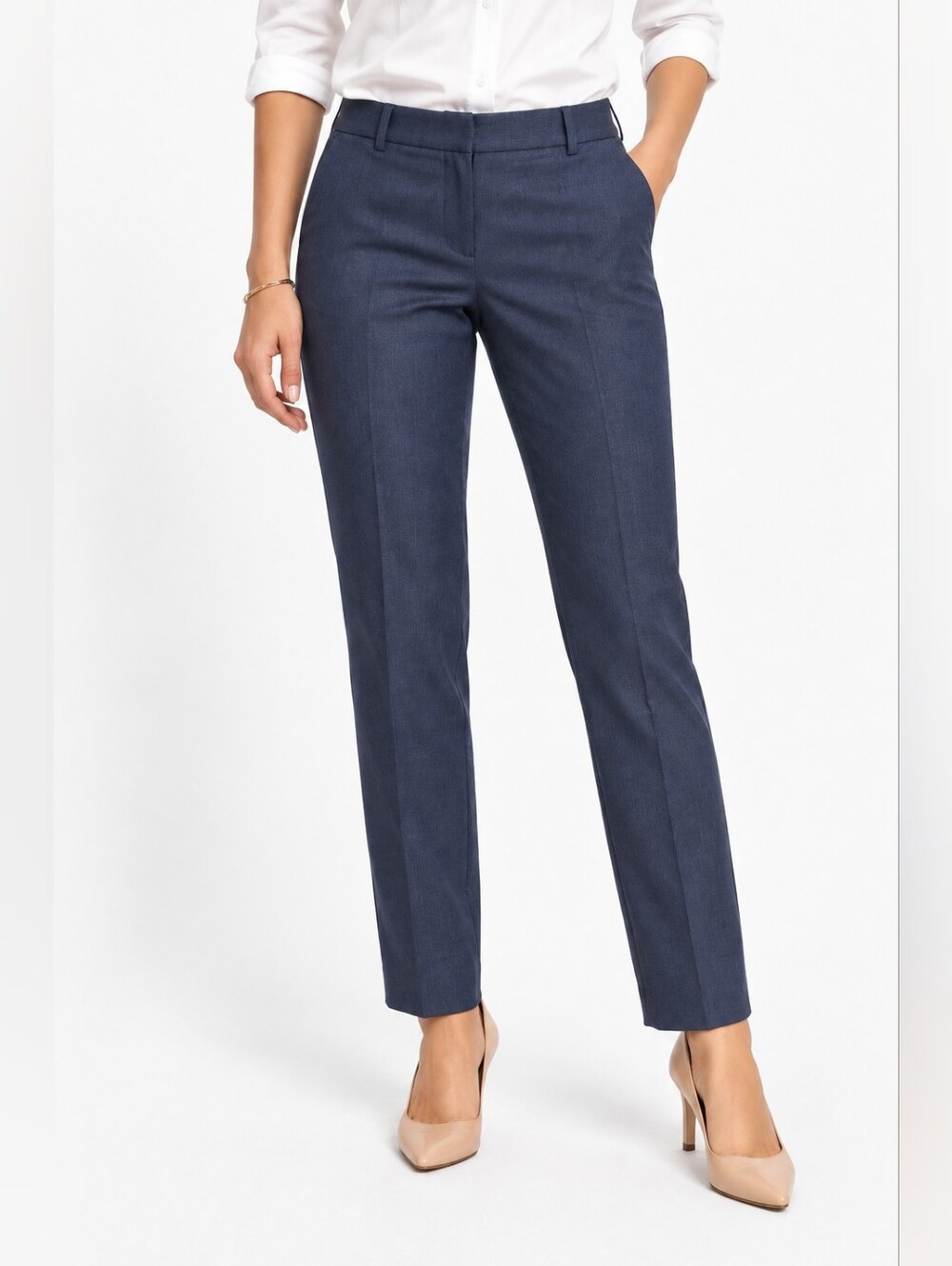 Banana Republic Ryan 8P Italian Wool Navy Slim Straight Dress Pants Petite